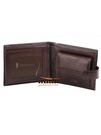 Skórzany portfel męski PUCCINI P-1703 brązowy poziomy
